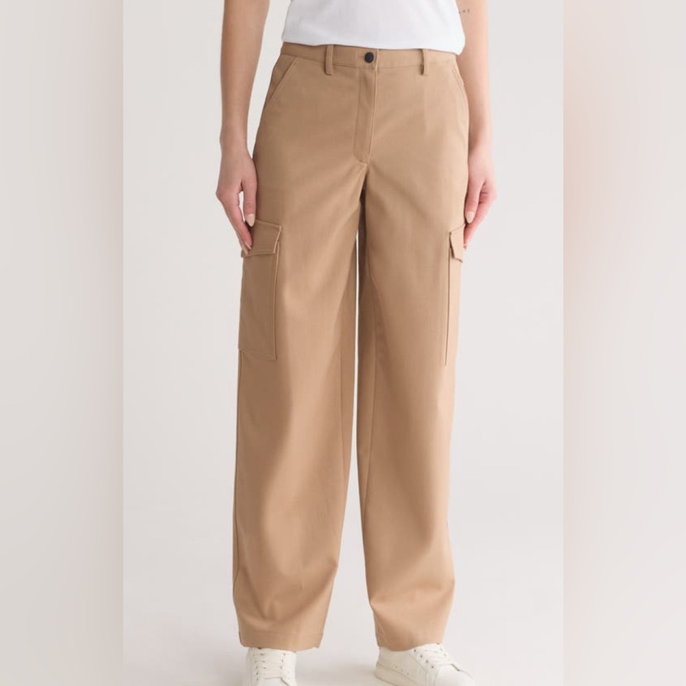 THEORY CARGO POCKET WOOL BLEND PANTS COLOR PALOMINO SIZE 12 brand new with tags